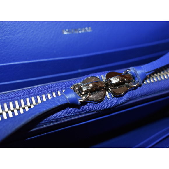 Balenciaga Money Wallet Long  with Zip Blue Leather - Picture 7 of 9